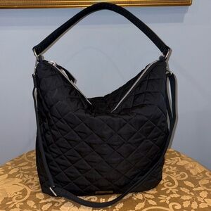Vera Bradley Black Oversized Hobo Shoulder Bag in Performance Twill